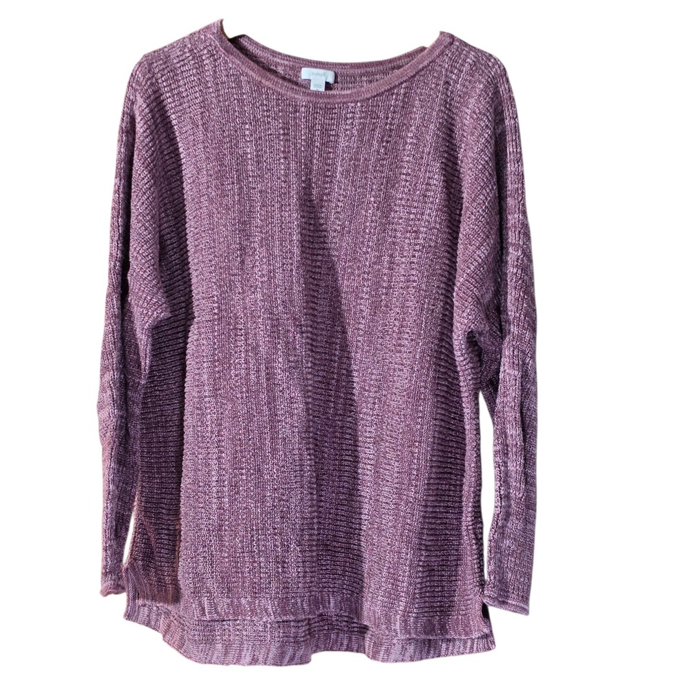 Pure J. Jill Womens XL Purple Knit Tunic Sweater Crew Neck Cotton Rayon Blend - Picture 2 of 7